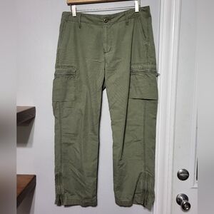 Vintage Polo Jeans Ralph Lauren Women's Army Green Cargo Zip Ankle Pants Size 10